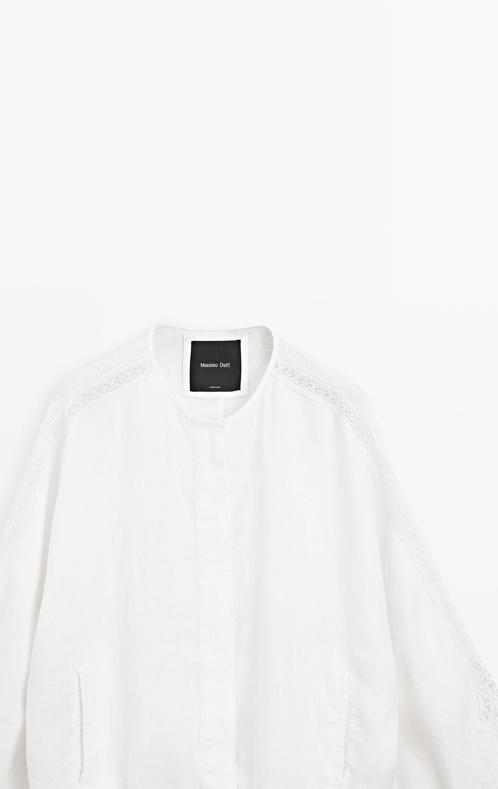 100% linen bomber jacket with embroidered detail